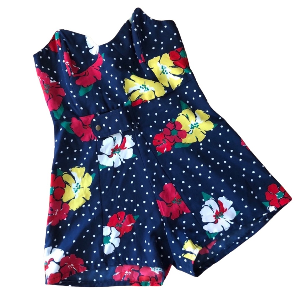 leboove. strapless floral romper